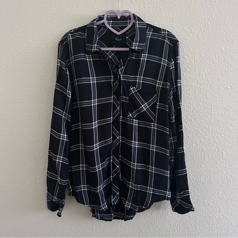 Rails Top Black S Small Women’s Plaid Button Down